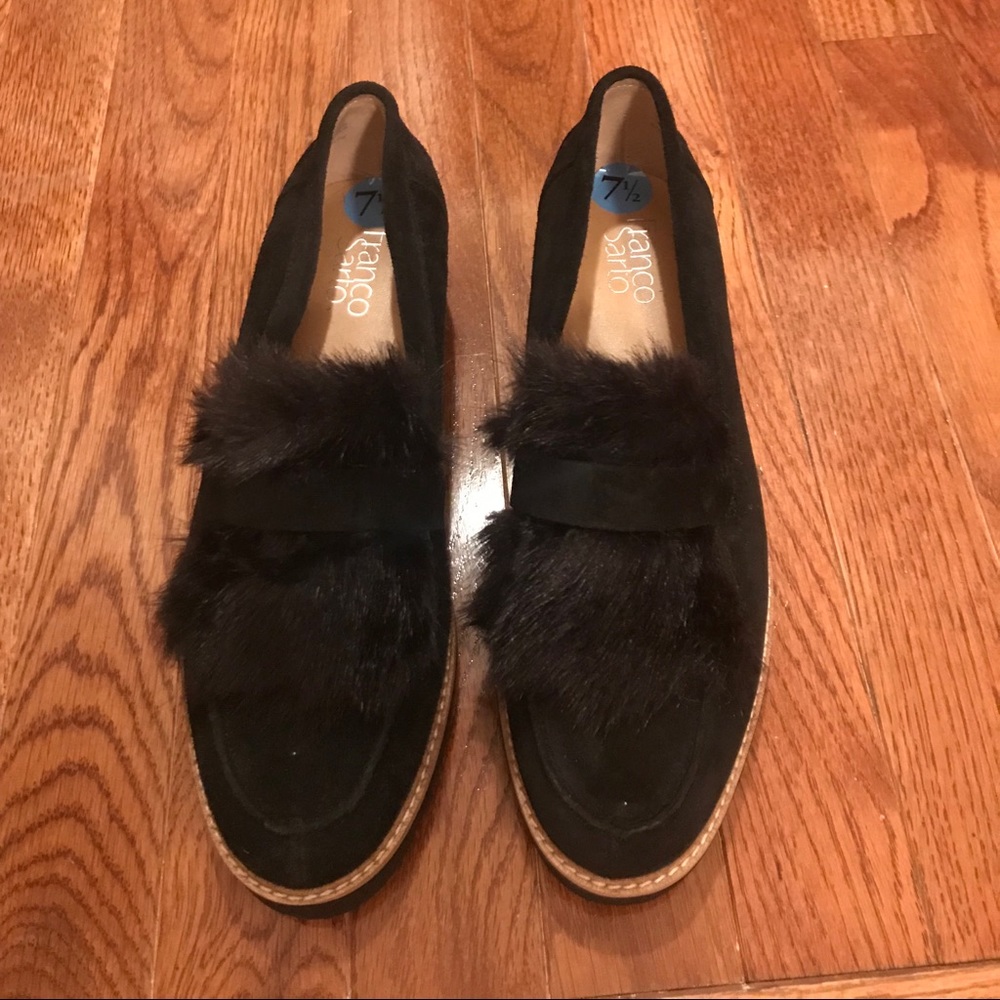 COPY - Franco Sarto Suede Faux Fur Loafers